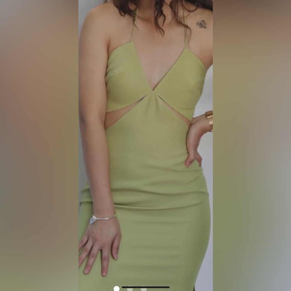 Sage Green Cutout Midi Dress